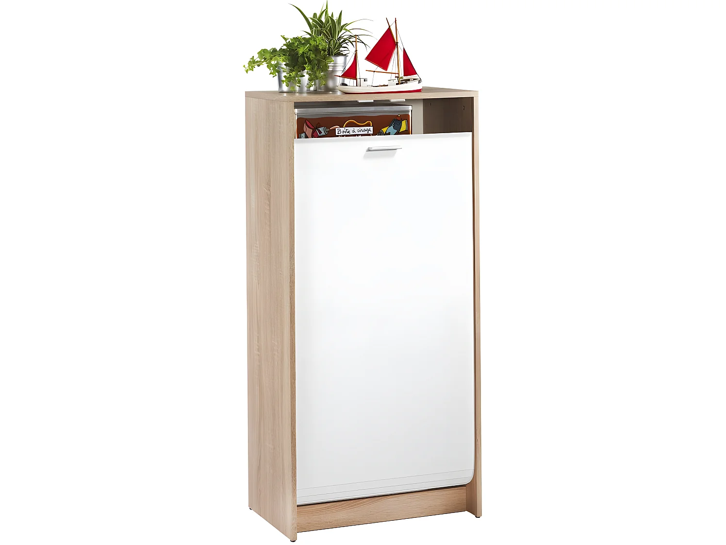 Meuble à Chaussures Chêne Bicolore 21 paires - Coloris: Blanc