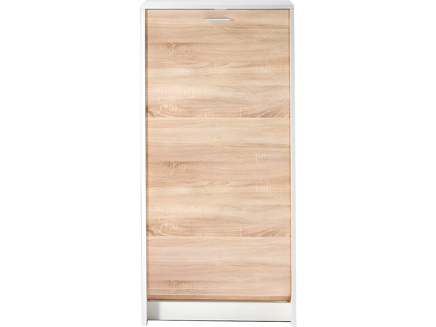 Meuble à Chaussures Blanc Bicolore 8 Niches - Coloris: Chêne Naturel