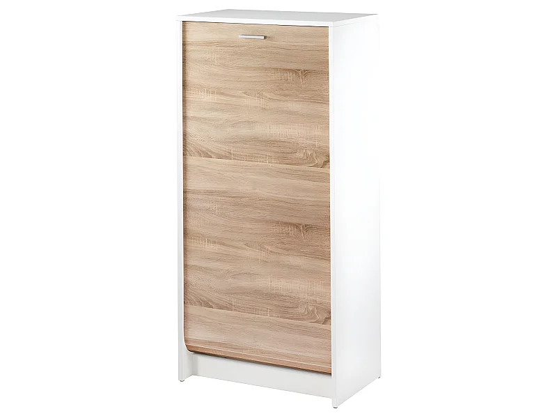 Meuble à Chaussures Blanc Bicolore 8 Niches - Coloris: Chêne Naturel