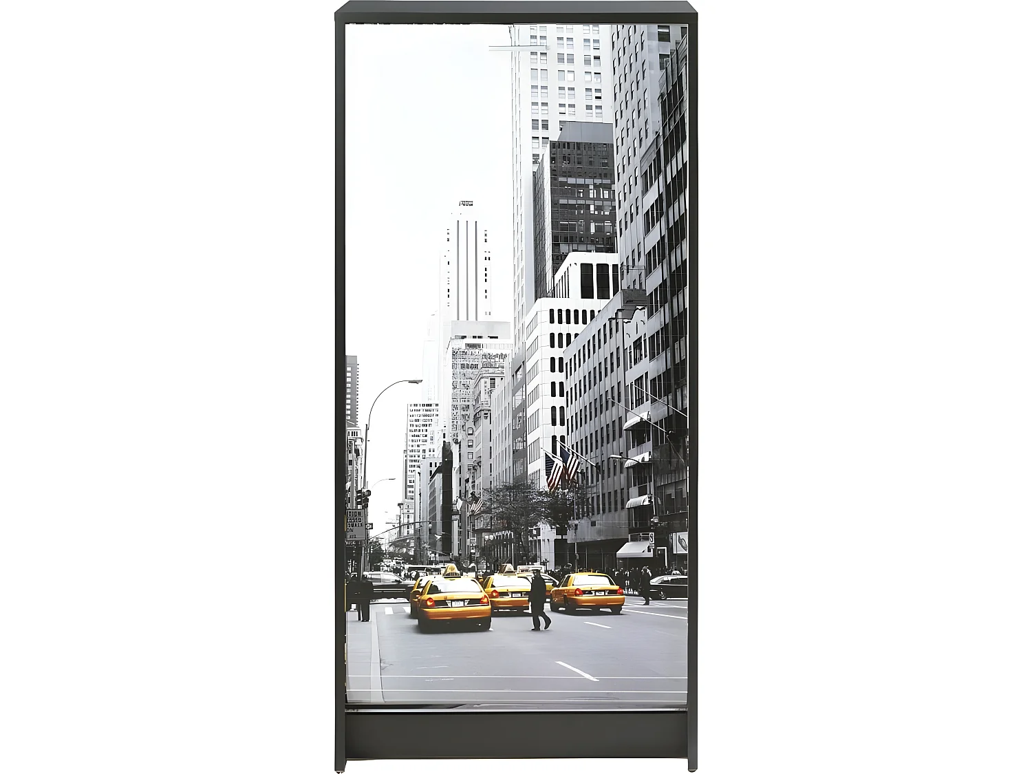 Meuble à Chaussures Noir 7 Tablettes 21 paires - Coloris: Scene New York 504