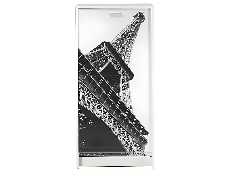 Meuble à Chaussures Blanc 7 Tablettes 21 paires - Coloris: Tour Eiffel 750 751