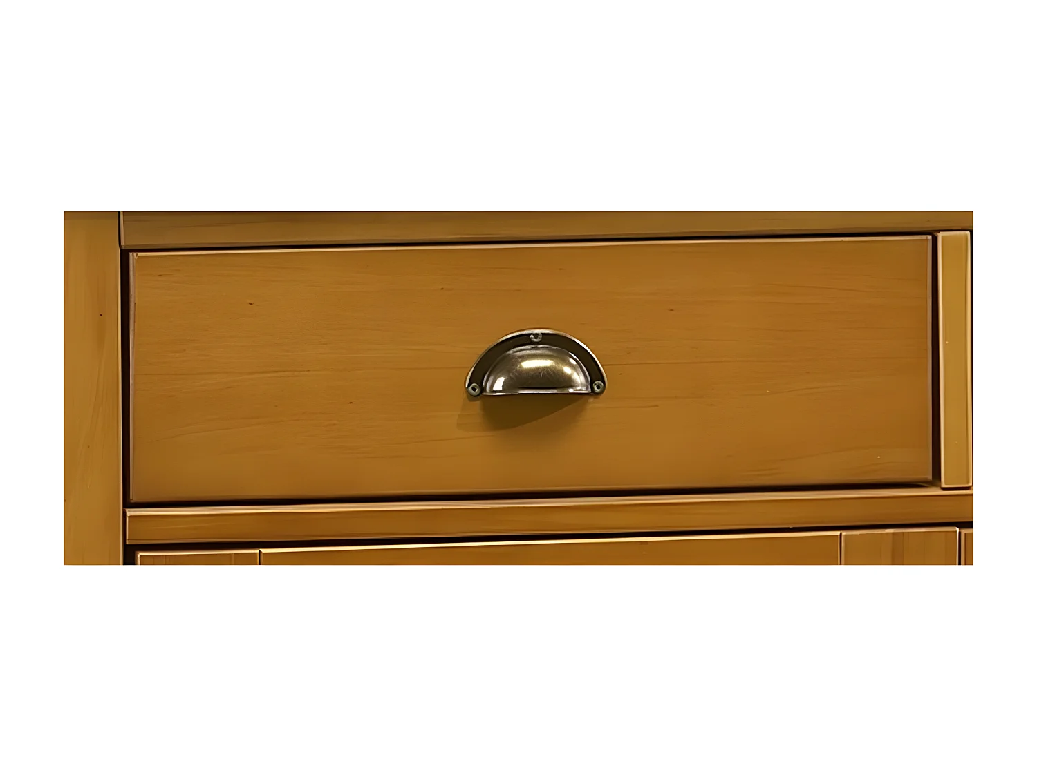 Buffet Bas 3 Portes 3 Tiroirs Pin Miel de Style Anglais L 146.6 H 89.6 P 42.5 cm