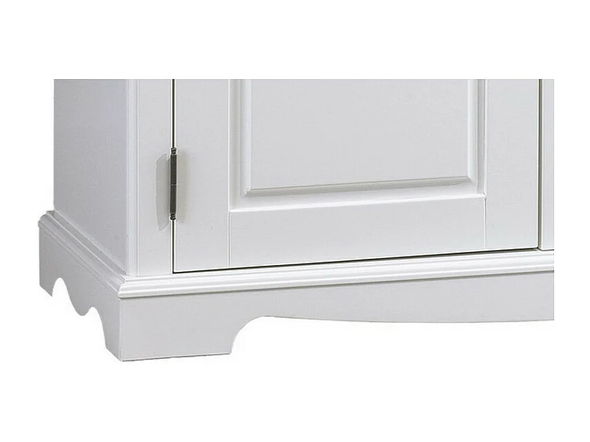 Buffet Blanc 3 Portes 3 Tiroirs Style Anglais 4 Niches L 146.6 H 89.6 P 42.5 cm