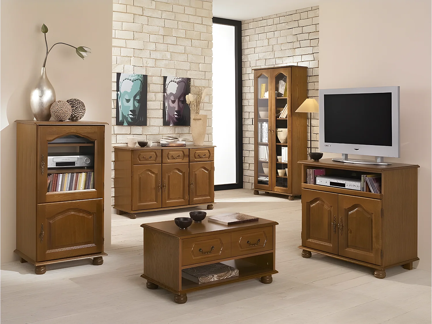 Buffet Bas Chêne 3 Portes 3 Tiroirs