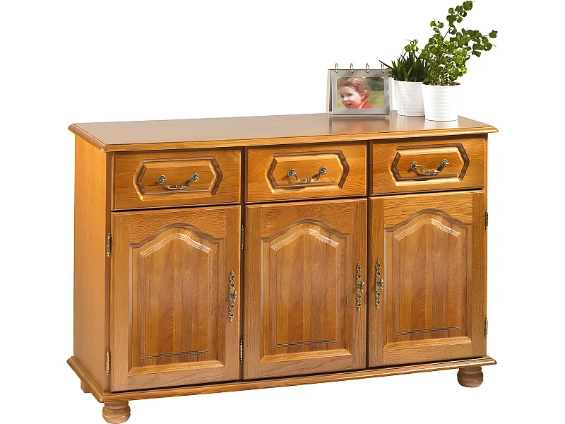 Buffet Bas Chêne 3 Portes 3 Tiroirs