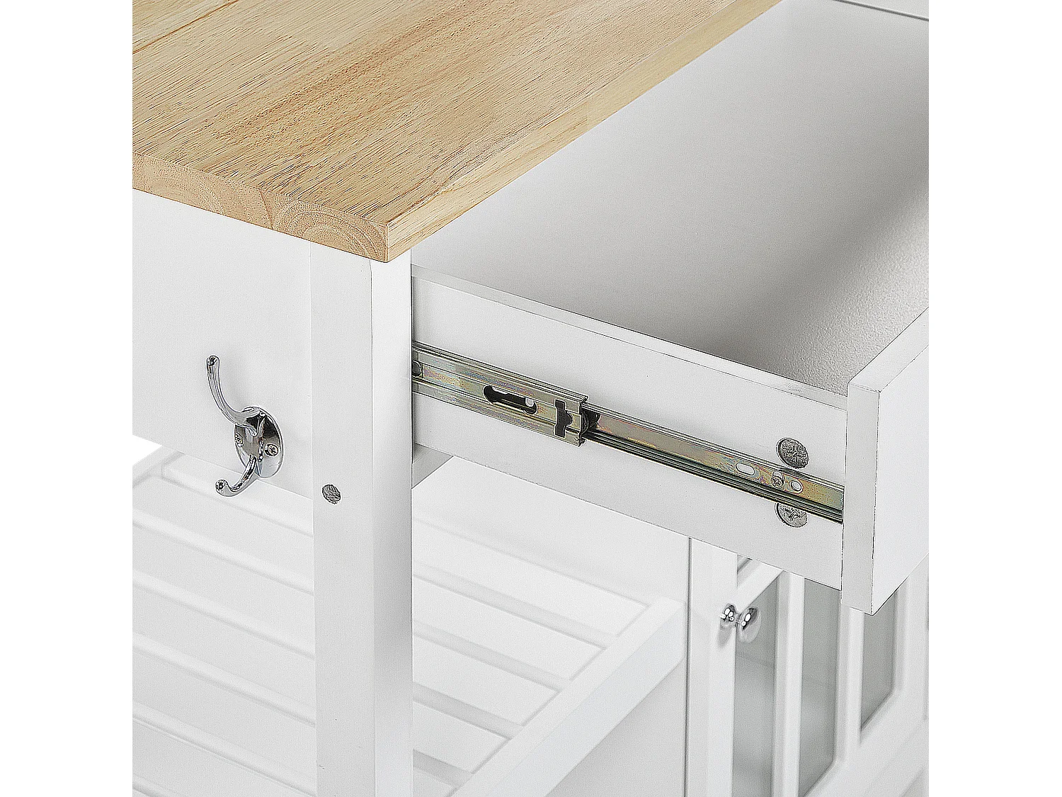 Praktischer Servierwagen mit beständigem Temperglas Landhausstil weiß Genoa