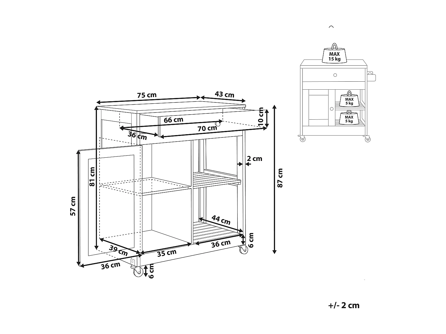 Chariot de cuisine TRAPANI Blanc