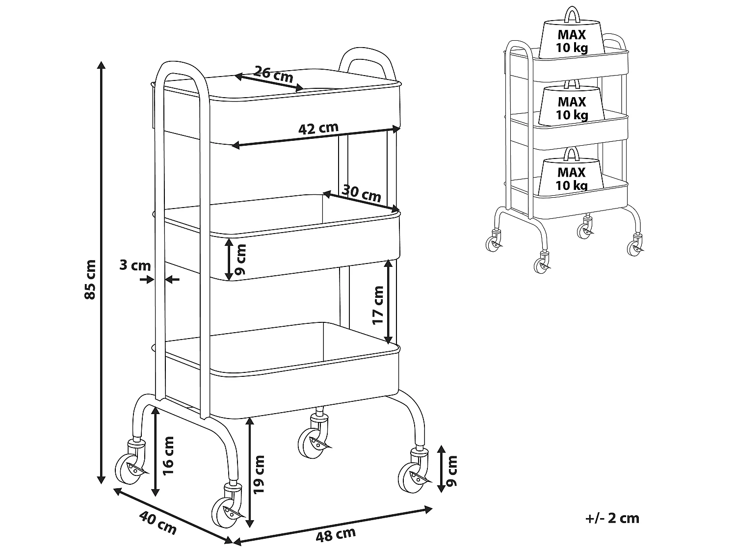 Carrello da cucina bianco LUCCA