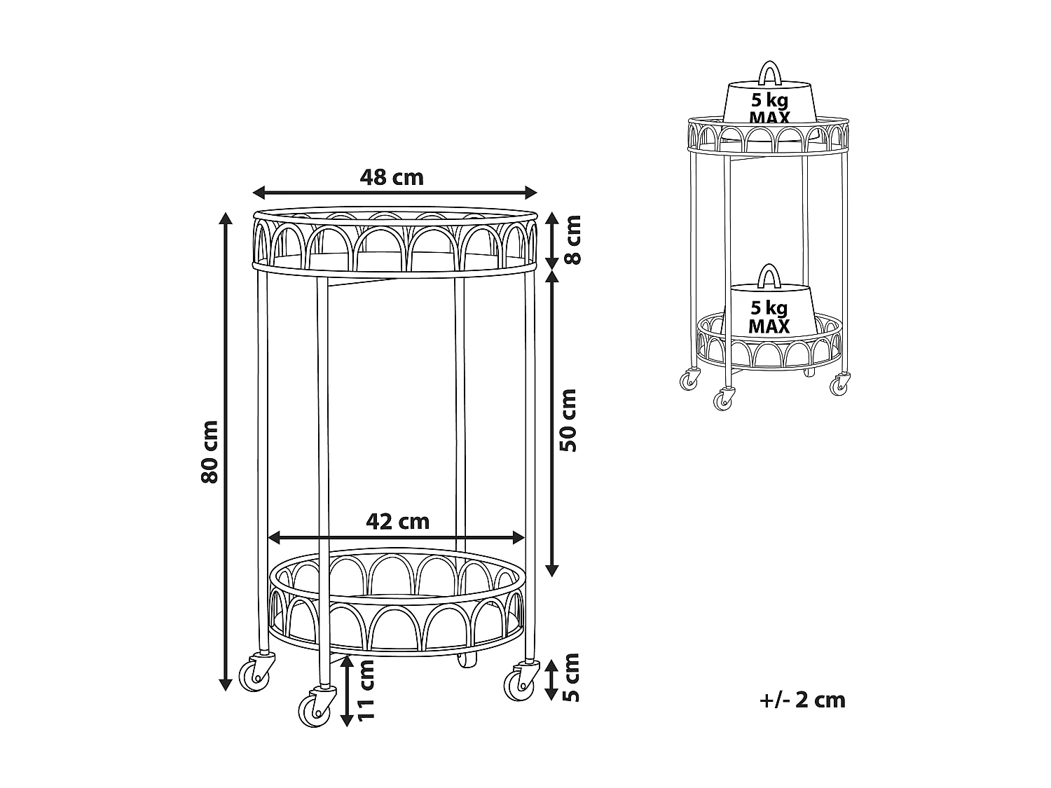 Chariot de cuisine SHAFTER Métal Marbre blanc