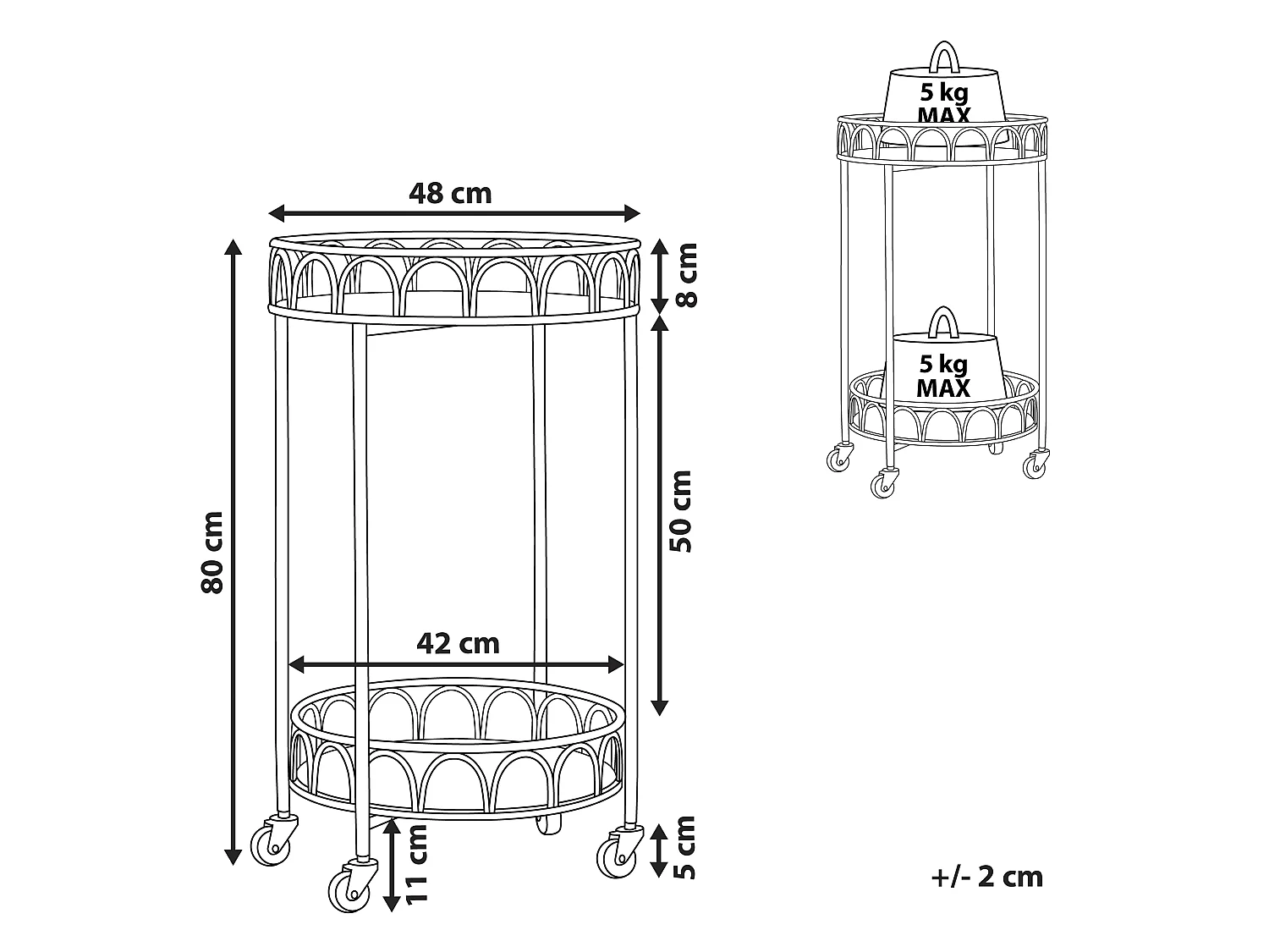 Kitchen Trolley SHAFTER Metal White Marble