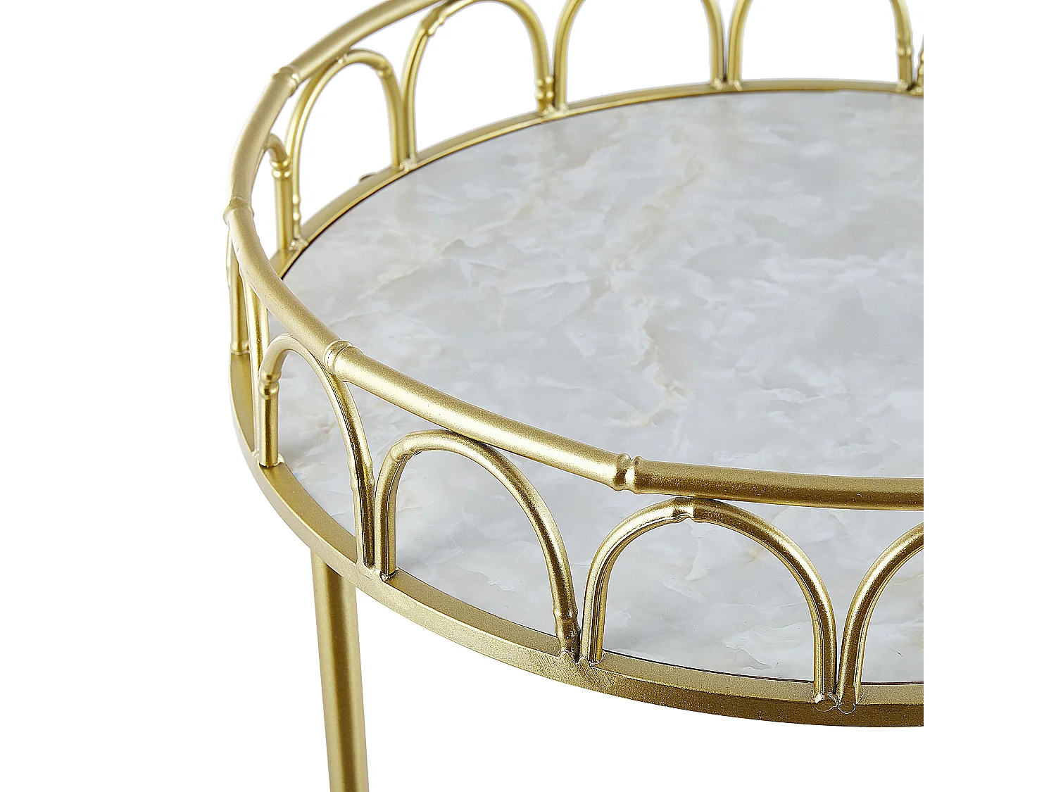 Kitchen Trolley SHAFTER Metal White Marble