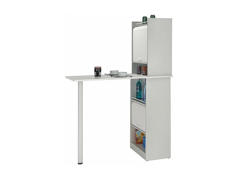 Table de cuisine et 2 Meubles de rangement Blancs - Coloris: Blanc