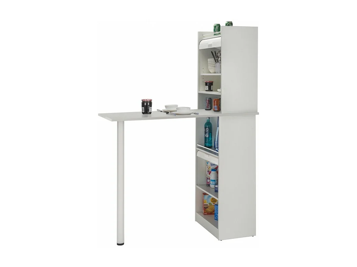 Table de cuisine et 2 Meubles de rangement Blancs - Coloris: Blanc
