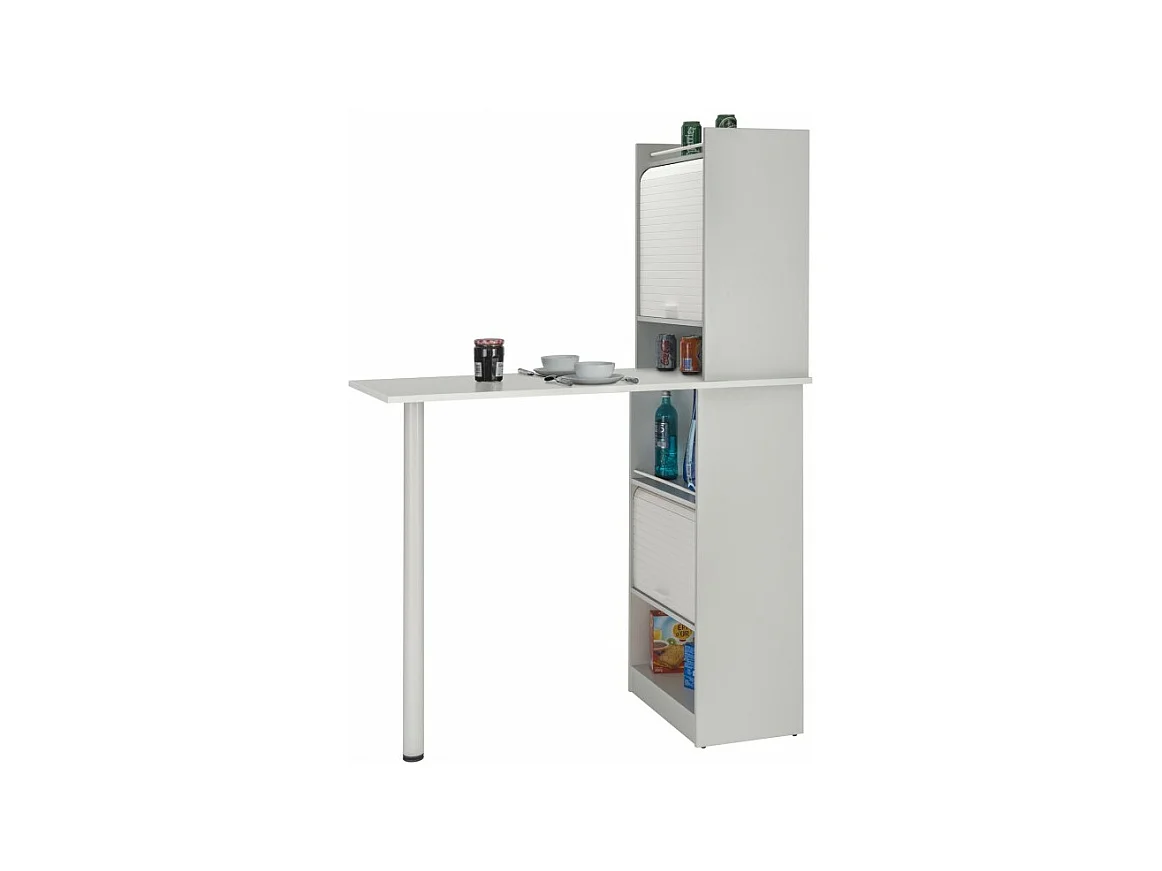Table de cuisine et 2 Meubles de rangement Blancs - Coloris: Blanc