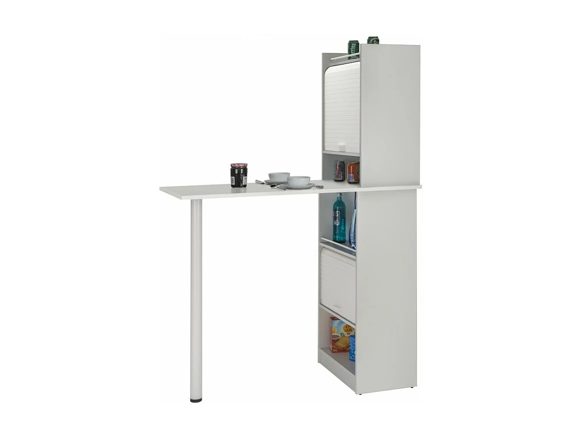 Table de cuisine et 2 Meubles de rangement Blancs - Coloris: Blanc