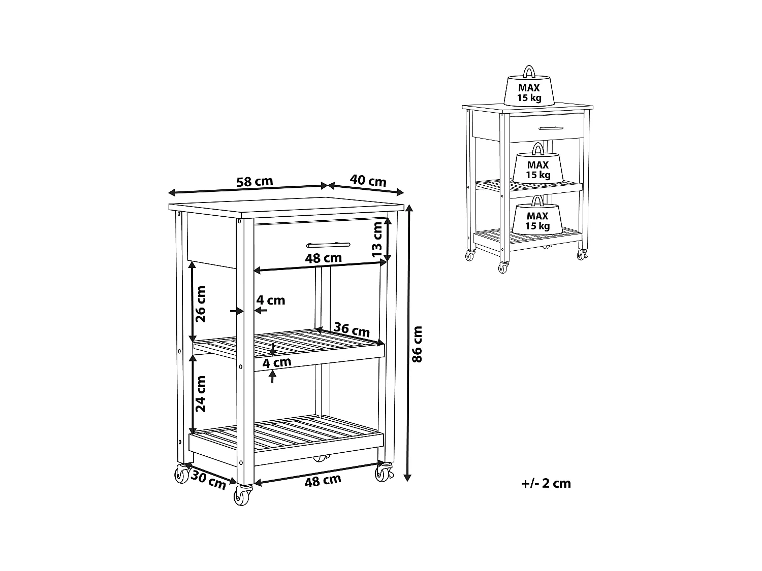Chariot de cuisine HIUMA Bois Blanc