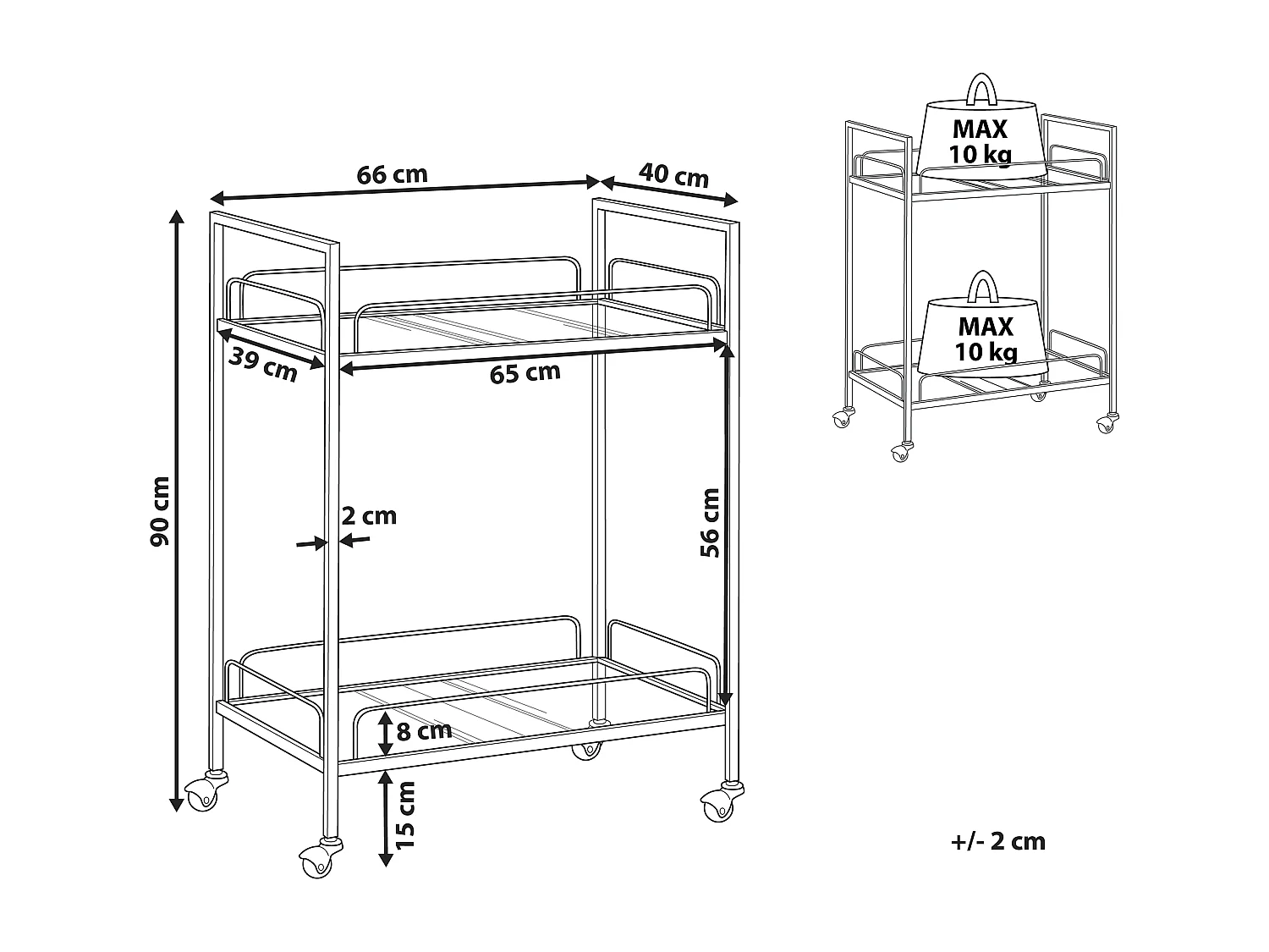 Wunderschöner, mobiler Servierwagen in goldener Farbe Veneta
