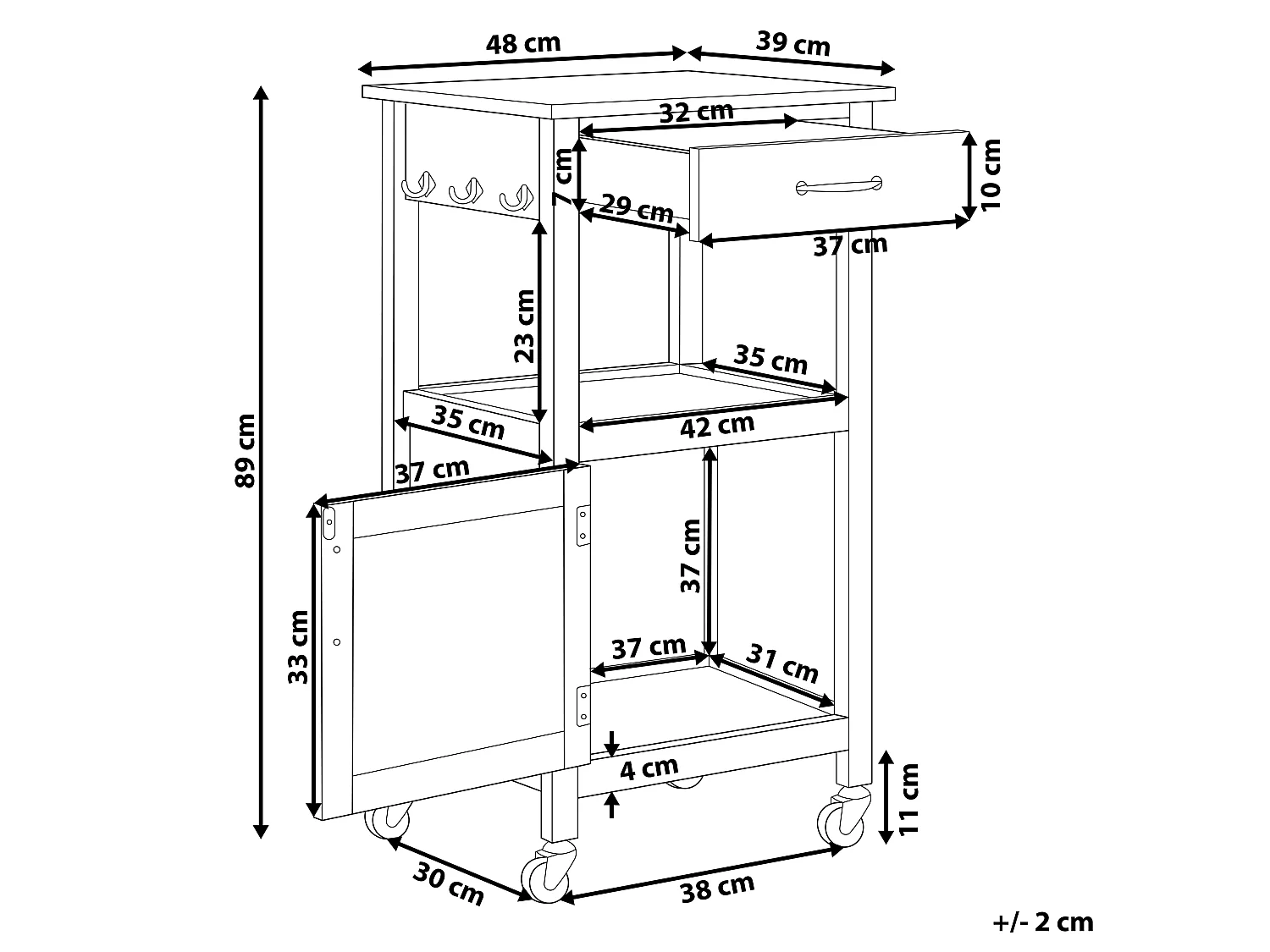 Carrinho de cozinha SIENA Preto