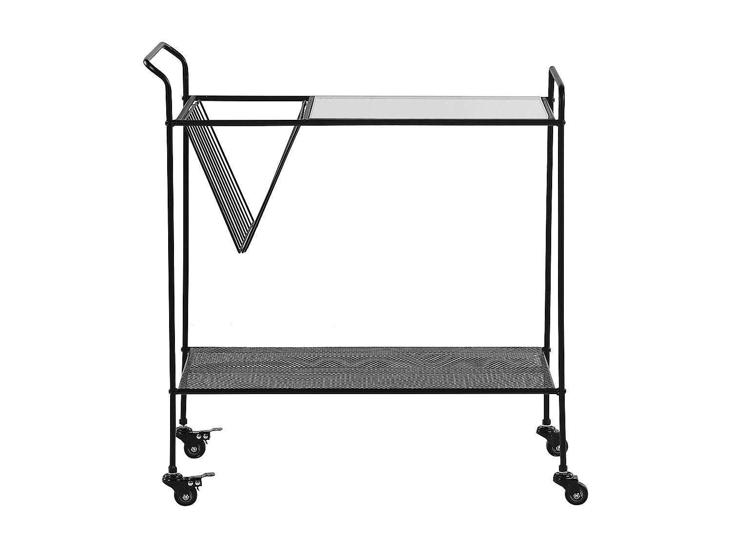 Industrieller Servierwagen mit Rollen schwarz rechteckig Alamo