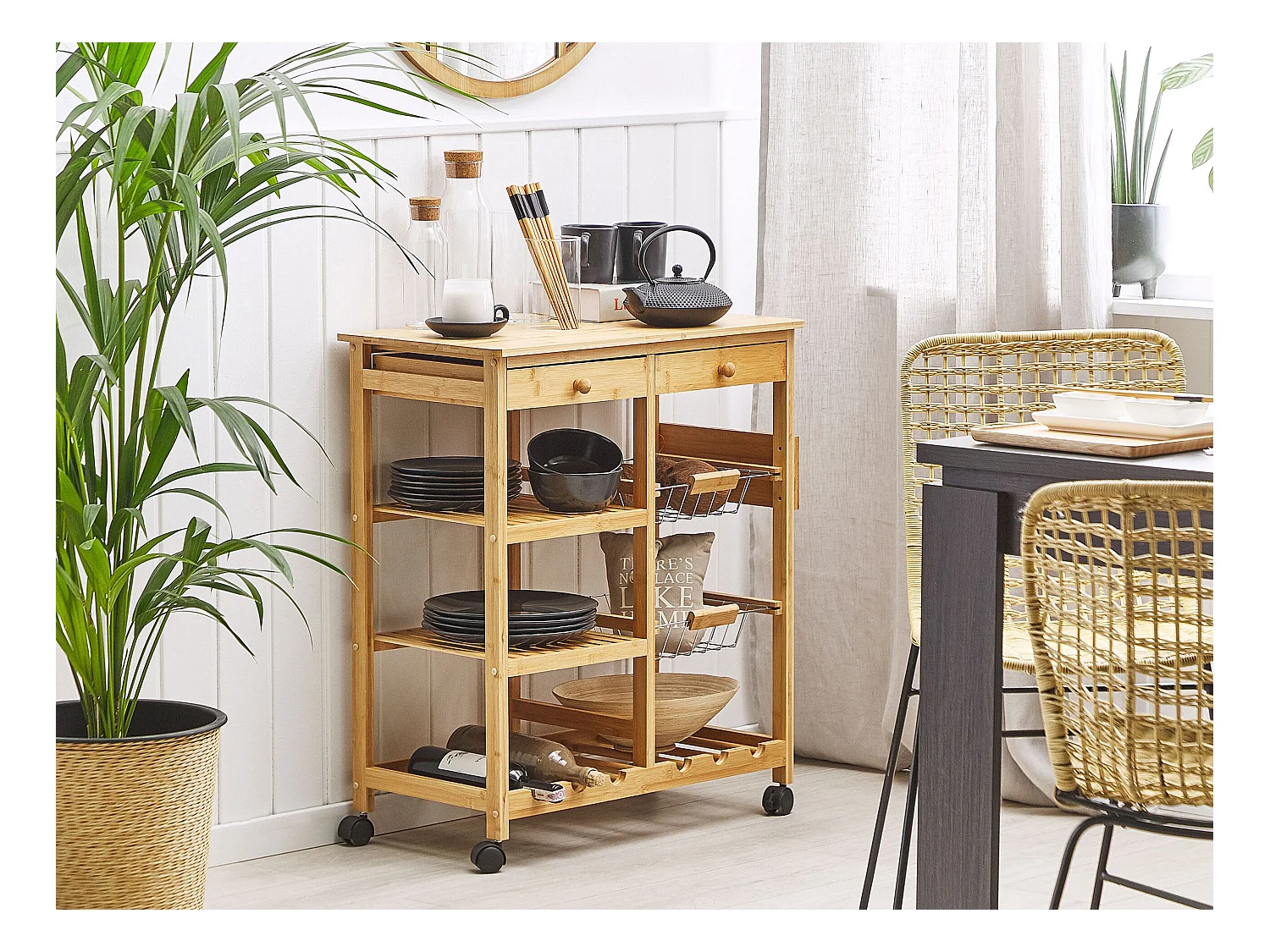 Chariot de cuisine MORINO Bambou Marron clair