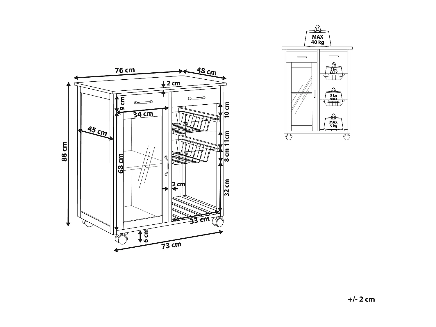 Carrito de cocina BOVES Blanco