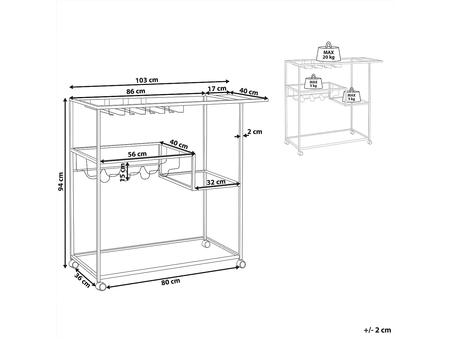 Carrello portavivande MARCOLA Metallo Nero