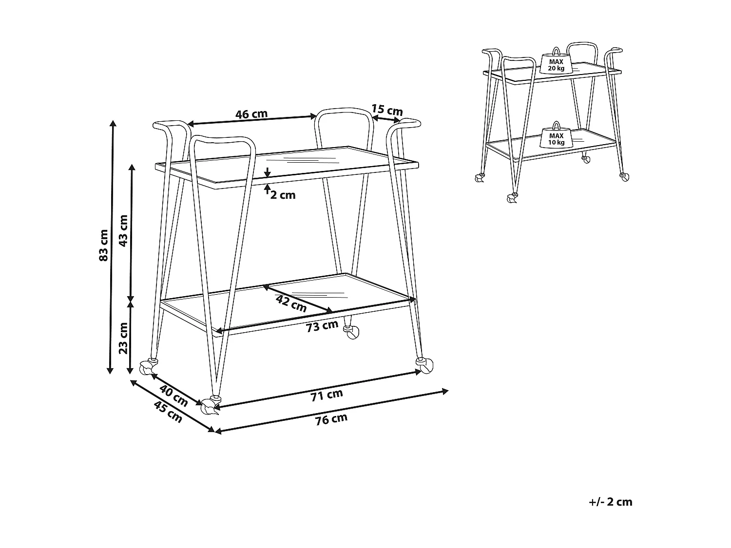 Chariot de cuisine NOTI Métal Doré