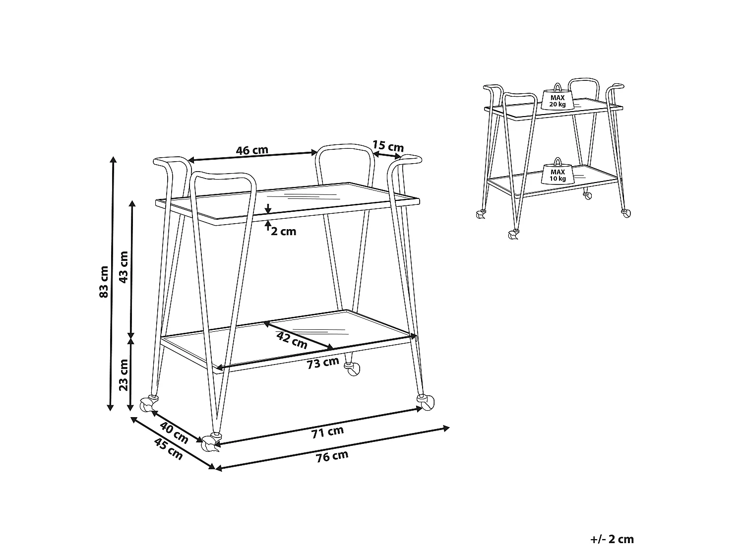 Kitchen Trolley NOTI Metal Gold