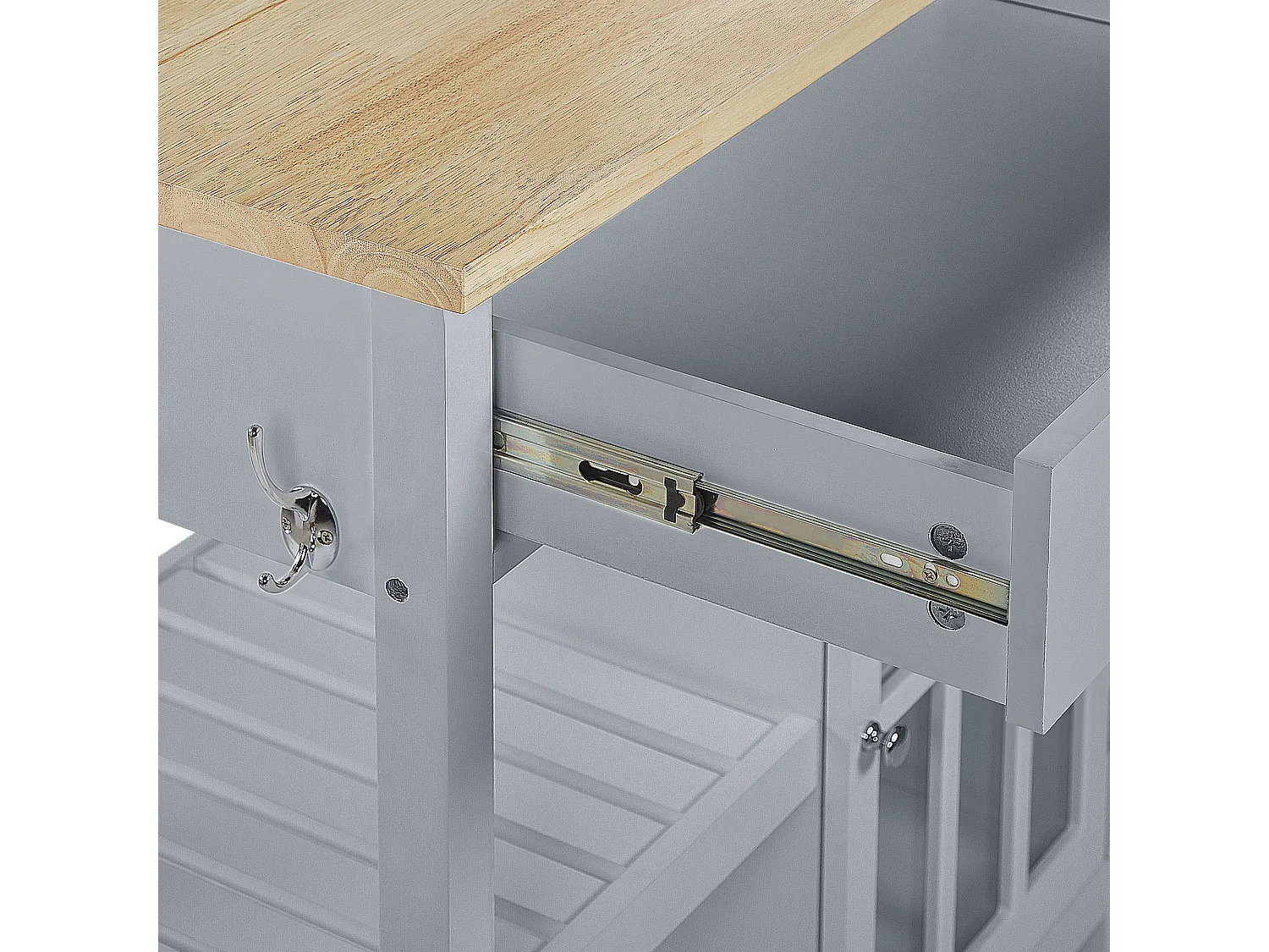 Praktischer Servierwagen mit beständigem Temperglas Landhausstil grau Genoa