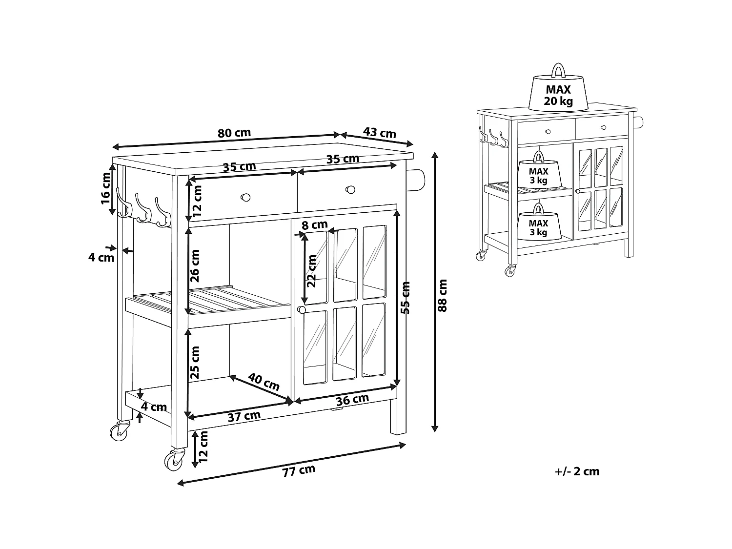Chariot de cuisine GENOA Gris