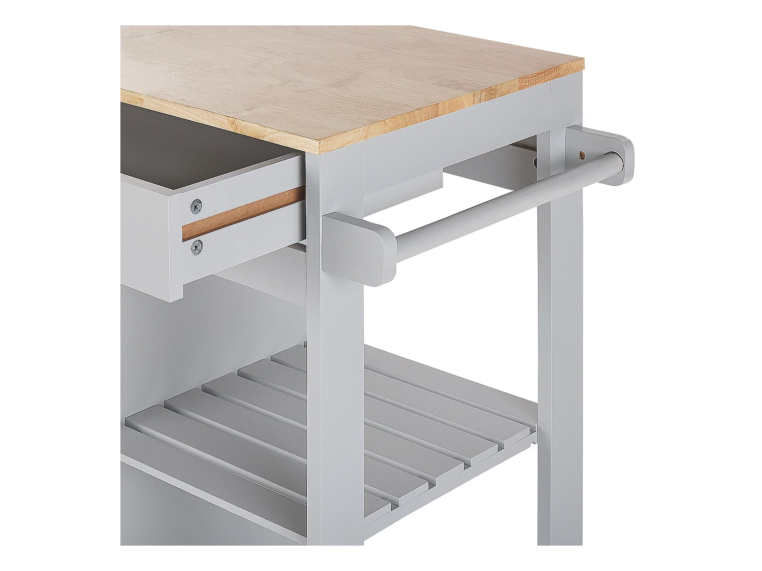 Praktischer Servierwagen Landhausstil grau 4 Fächer 1 Schublade Trapani