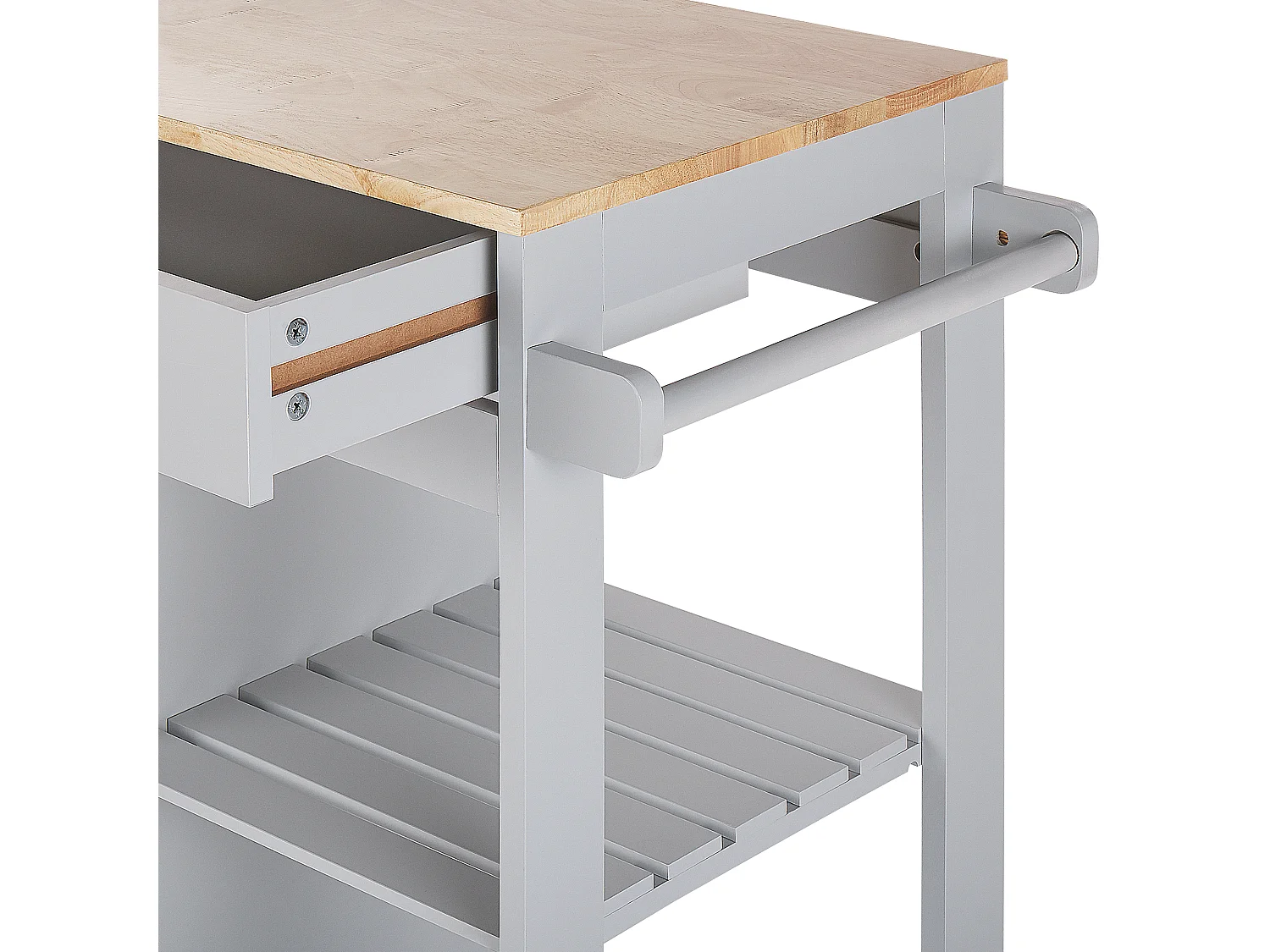 Praktischer Servierwagen Landhausstil grau 4 Fächer 1 Schublade Trapani