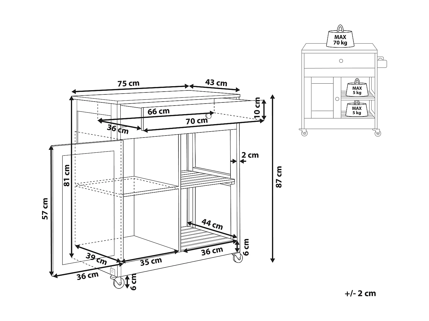Wózek kuchenny TRAPANI Szary