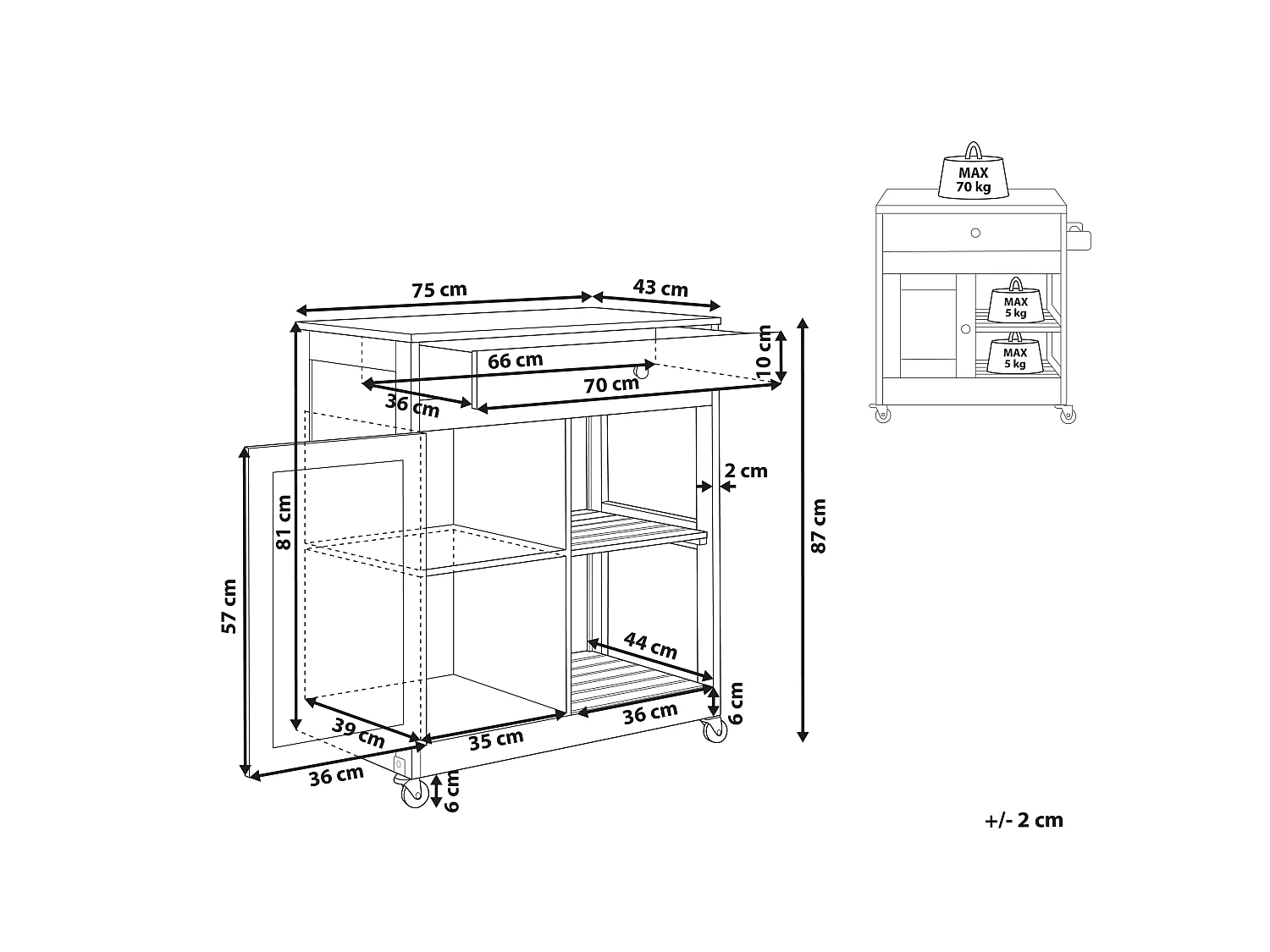 Kitchen Trolley TRAPANI Grey