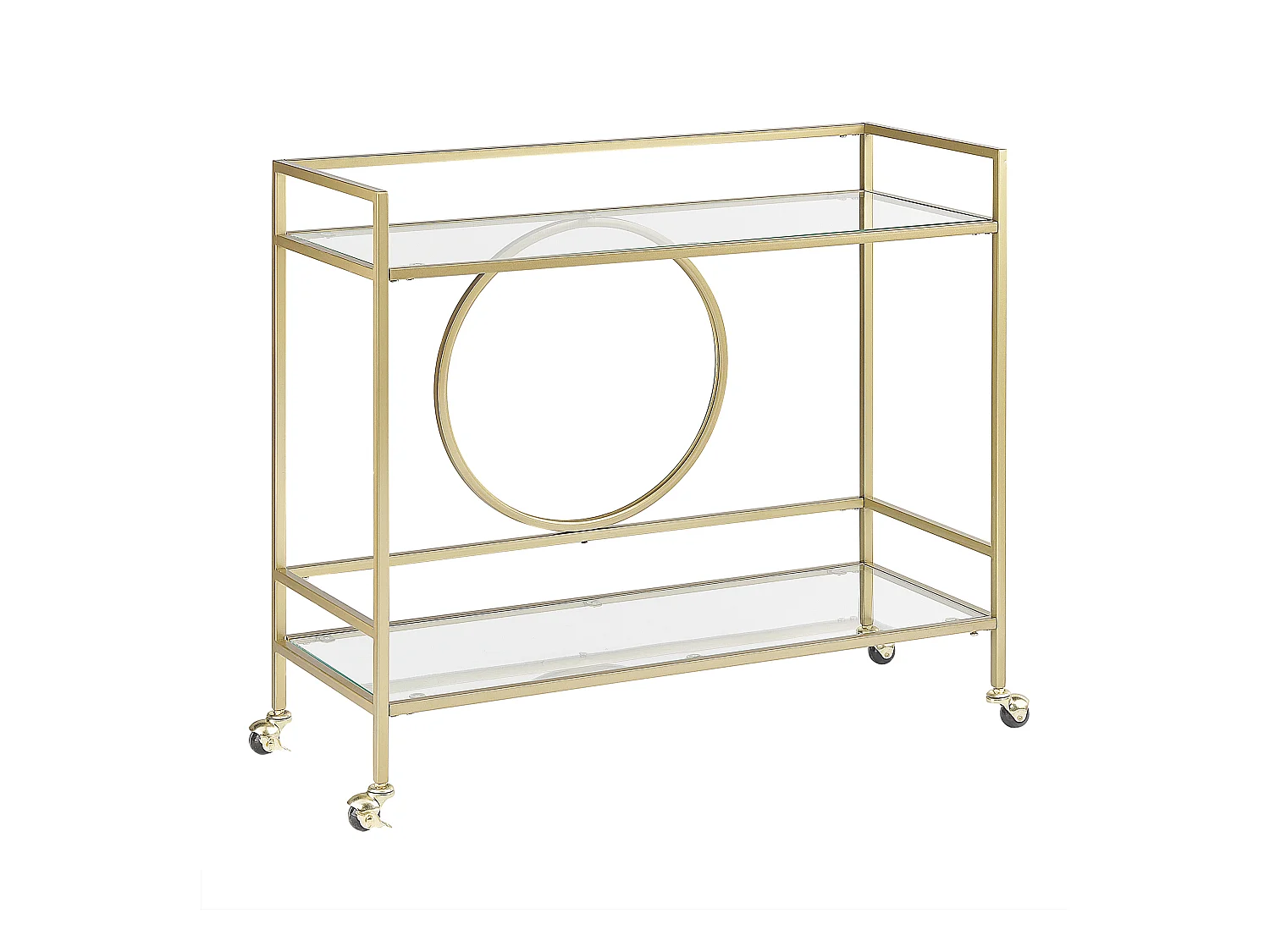 Servierwagen Glasplatte transparent / gold mit Rollen glamourös Kerry