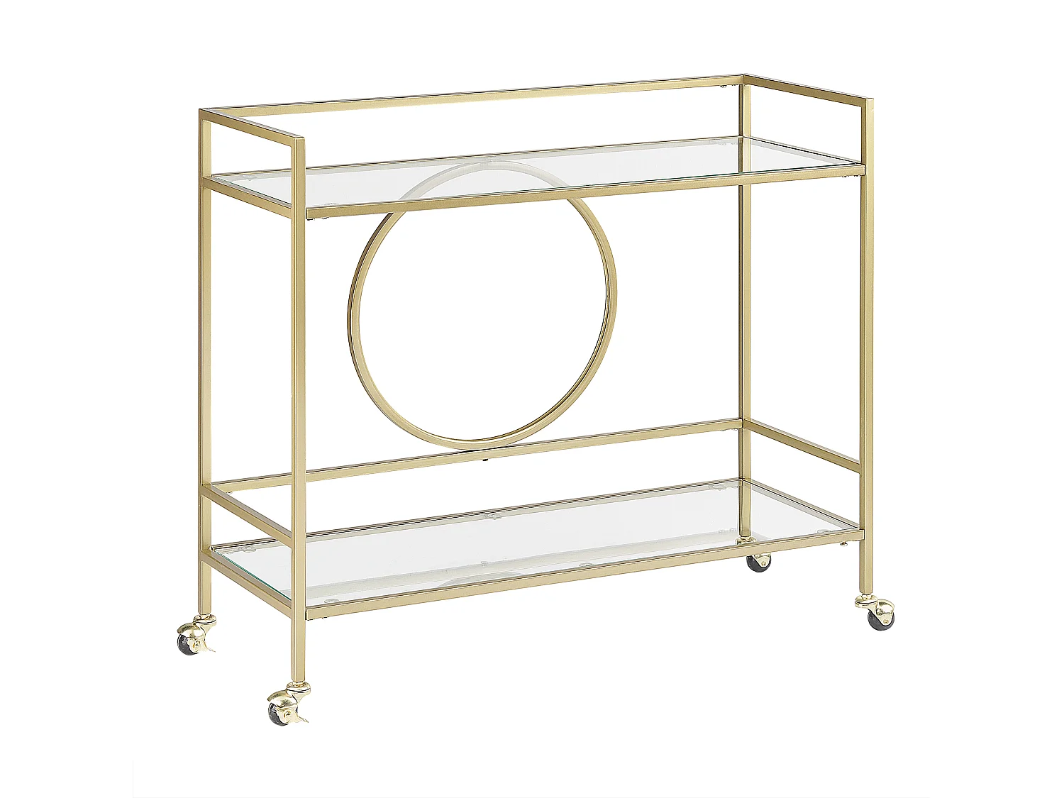 Servierwagen Glasplatte transparent / gold mit Rollen glamourös Kerry