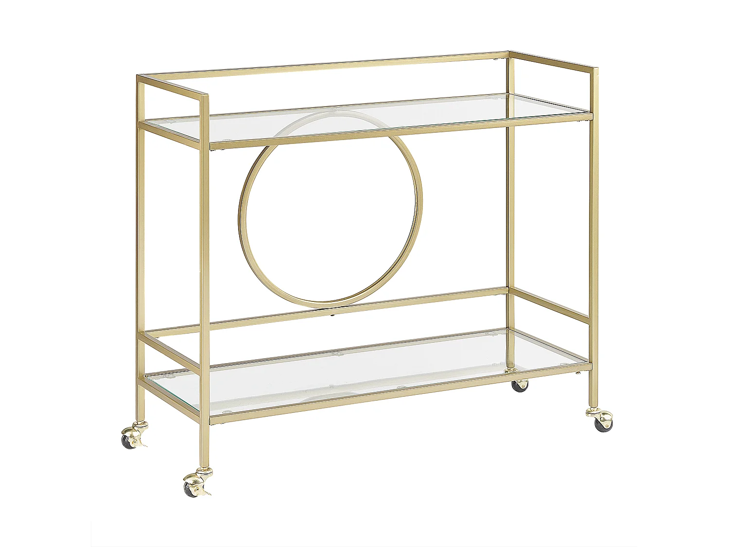 Servierwagen Glasplatte transparent / gold mit Rollen glamourös Kerry