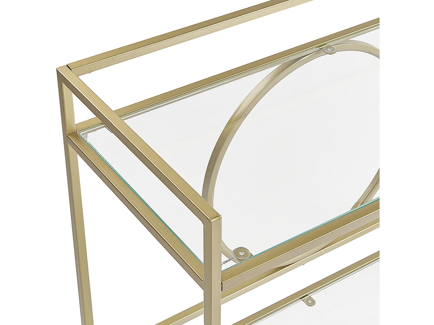 Servierwagen Glasplatte transparent / gold mit Rollen glamourös Kerry