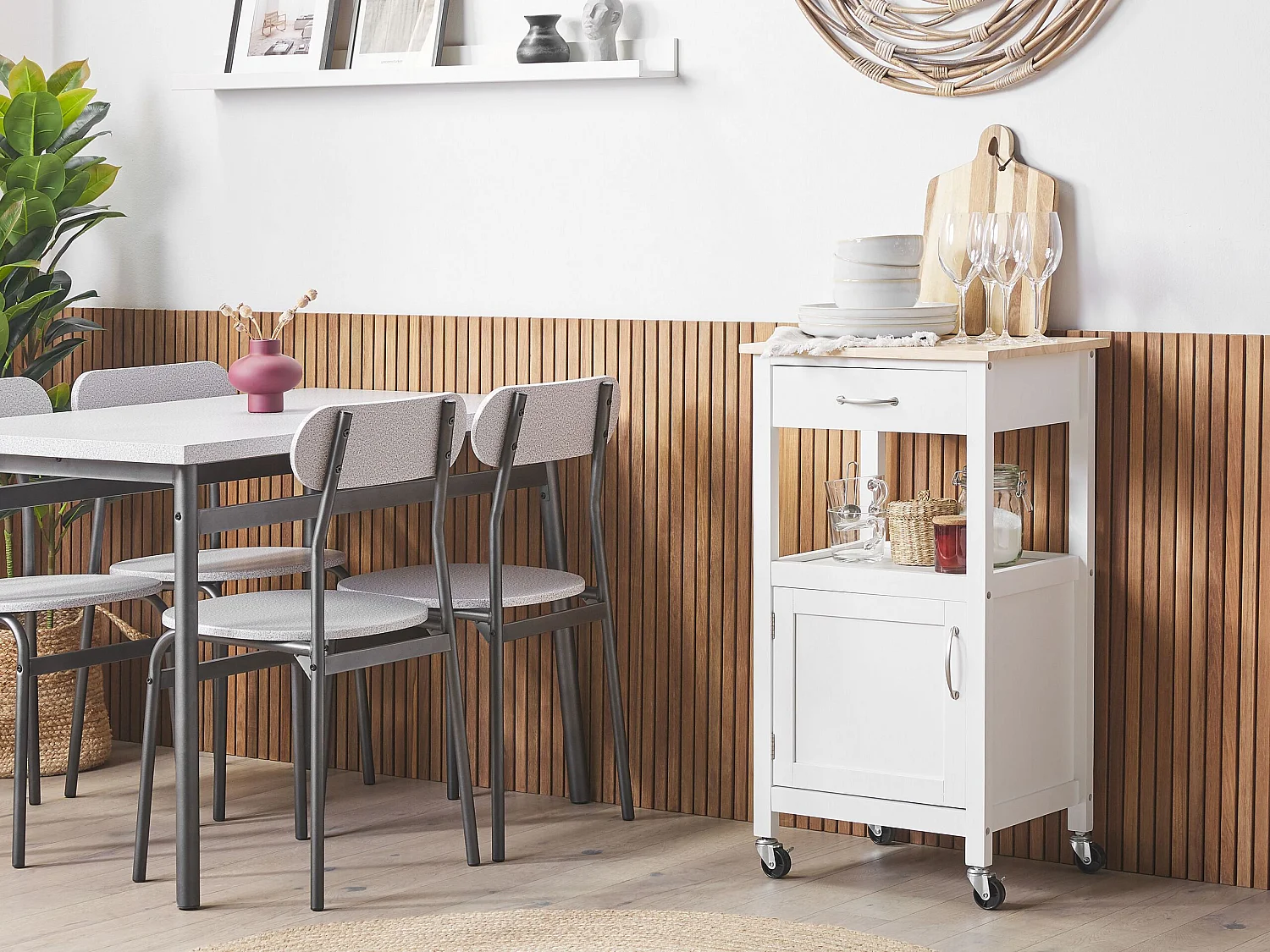 Allzweck Servierwagen Landhausstil weiß Fach / Schrank / Schublade Siena