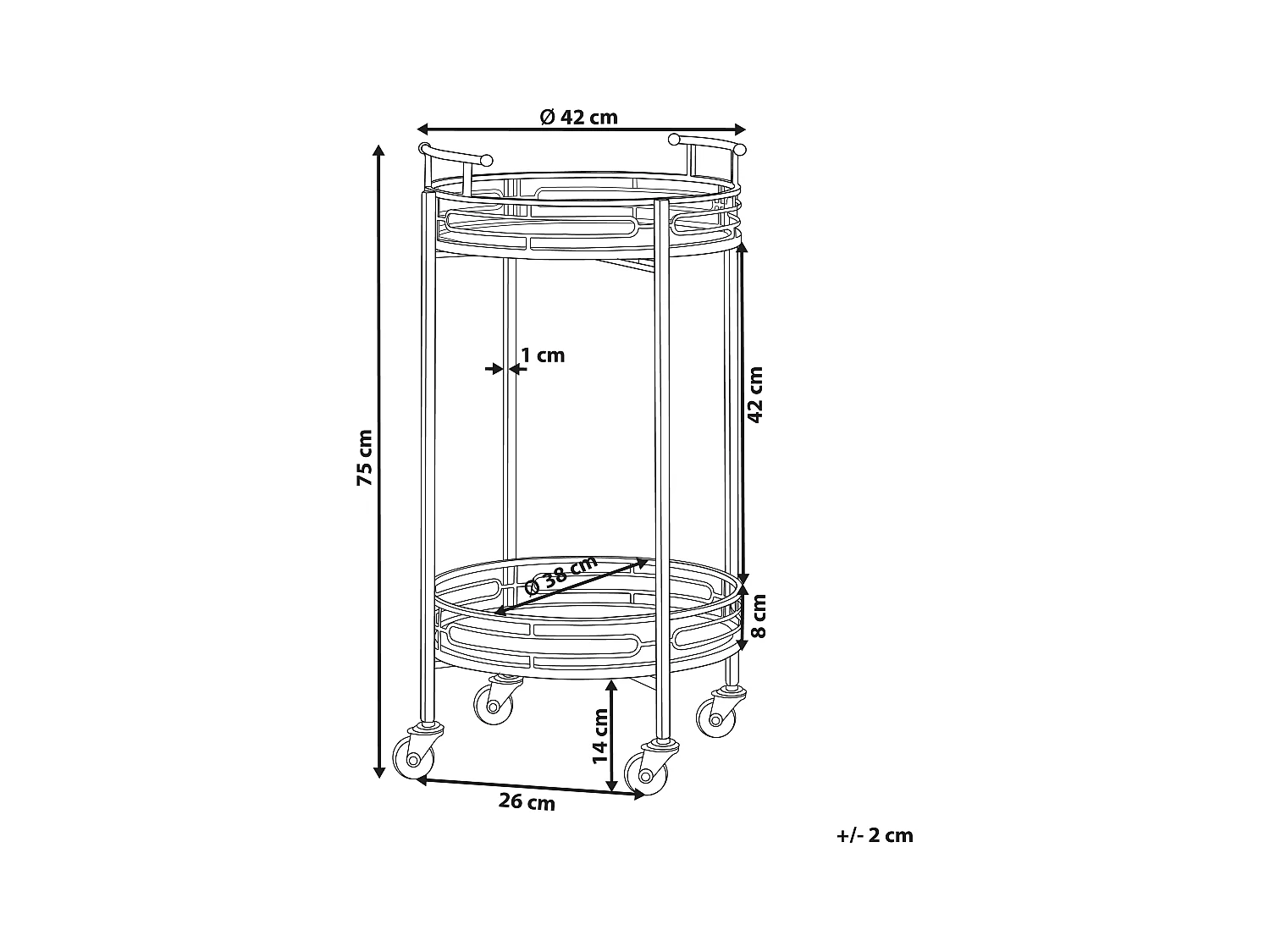 Carrinho de cozinha FARLEY Metal Dourado
