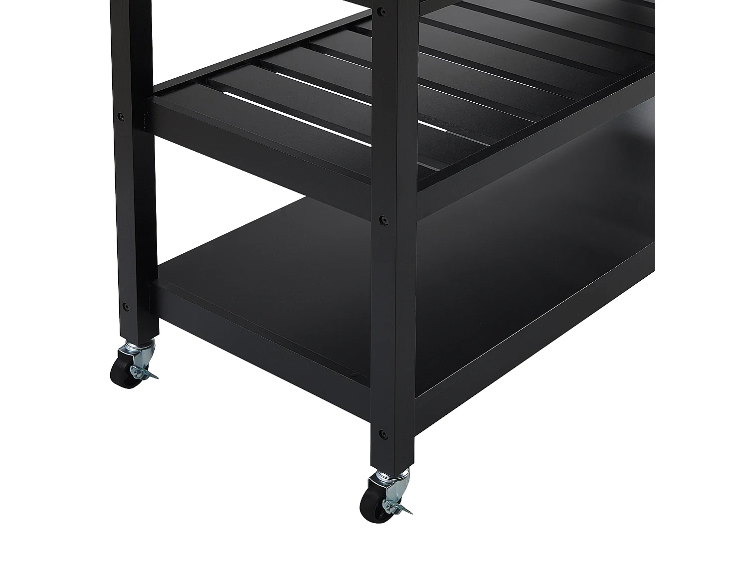 Großer Servierwagen Landhaus Stil schwarz/heller Holzfarbton Navarino