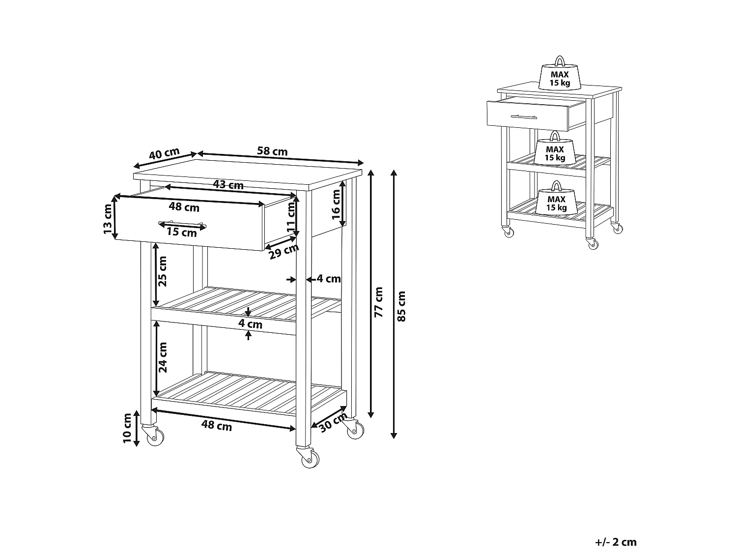 Chariot de cuisine HIUMA Bois Noir