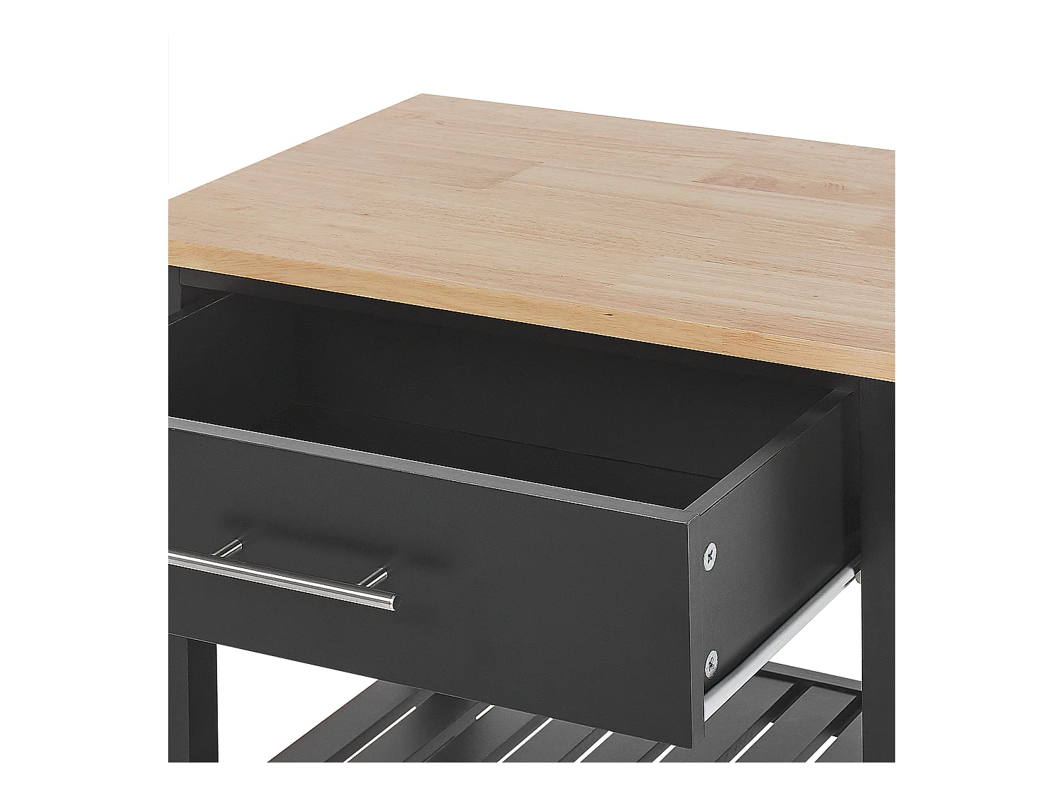 Multifunktioneller Servierwagen schwarz 2 Fächer 1 Schublade Hiuma