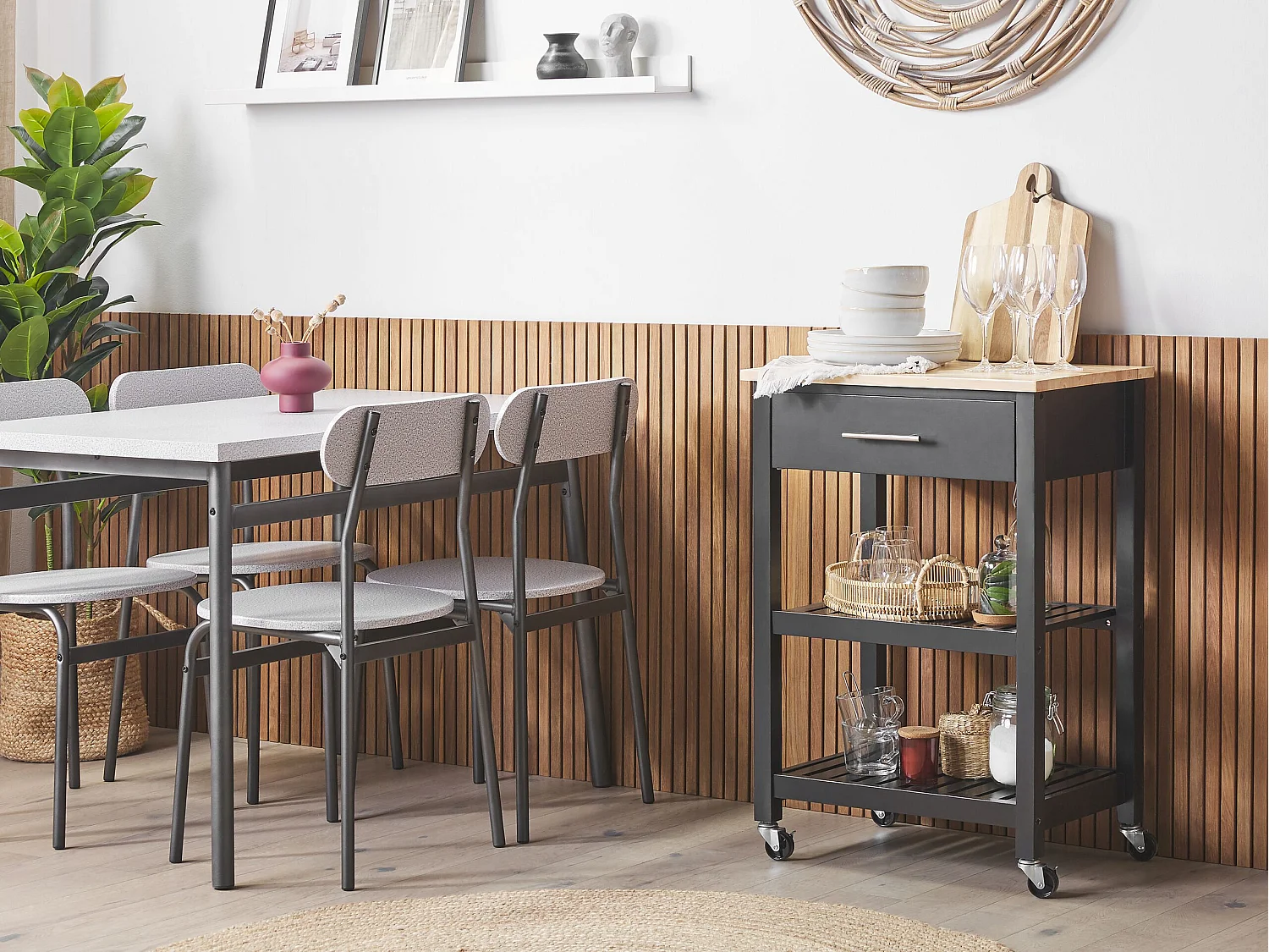Kitchen Trolley HIUMA Wood Black