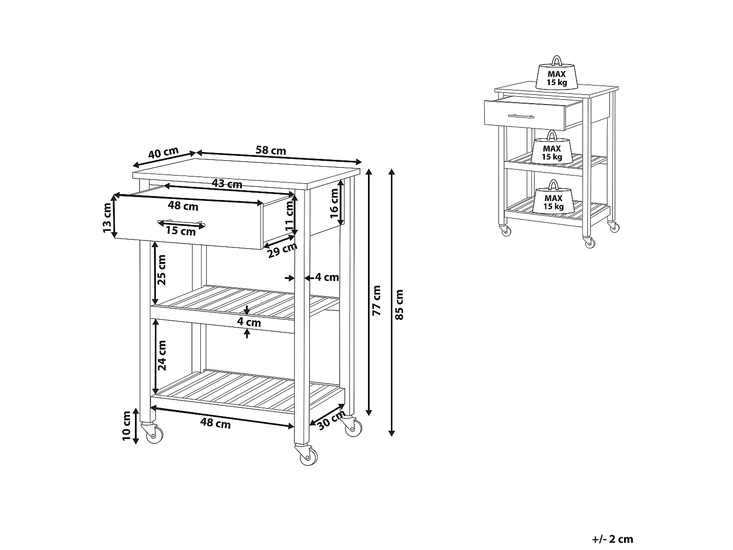 Chariot de cuisine HIUMA Bois Noir
