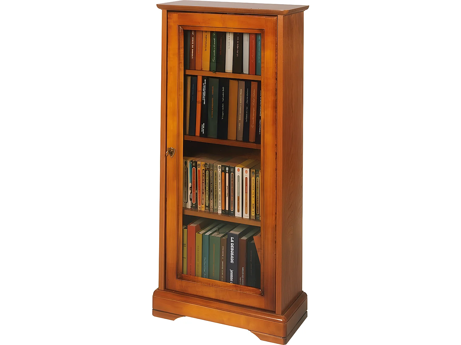 Vitrine 1 Porte Vitrée plaquée Merisier 6 Niches L 49.4 H 105.8 P 21.5 cm