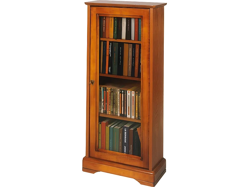 Vitrine 1 Porte Vitrée plaquée Merisier 6 Niches L 49.4 H 105.8 P 21.5 cm