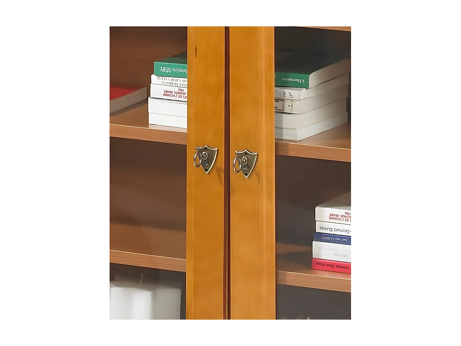 Vitrine 2 Portes Vitrées Merisier 6 Niches L 92.4 H 105.8 P 21.5 cm