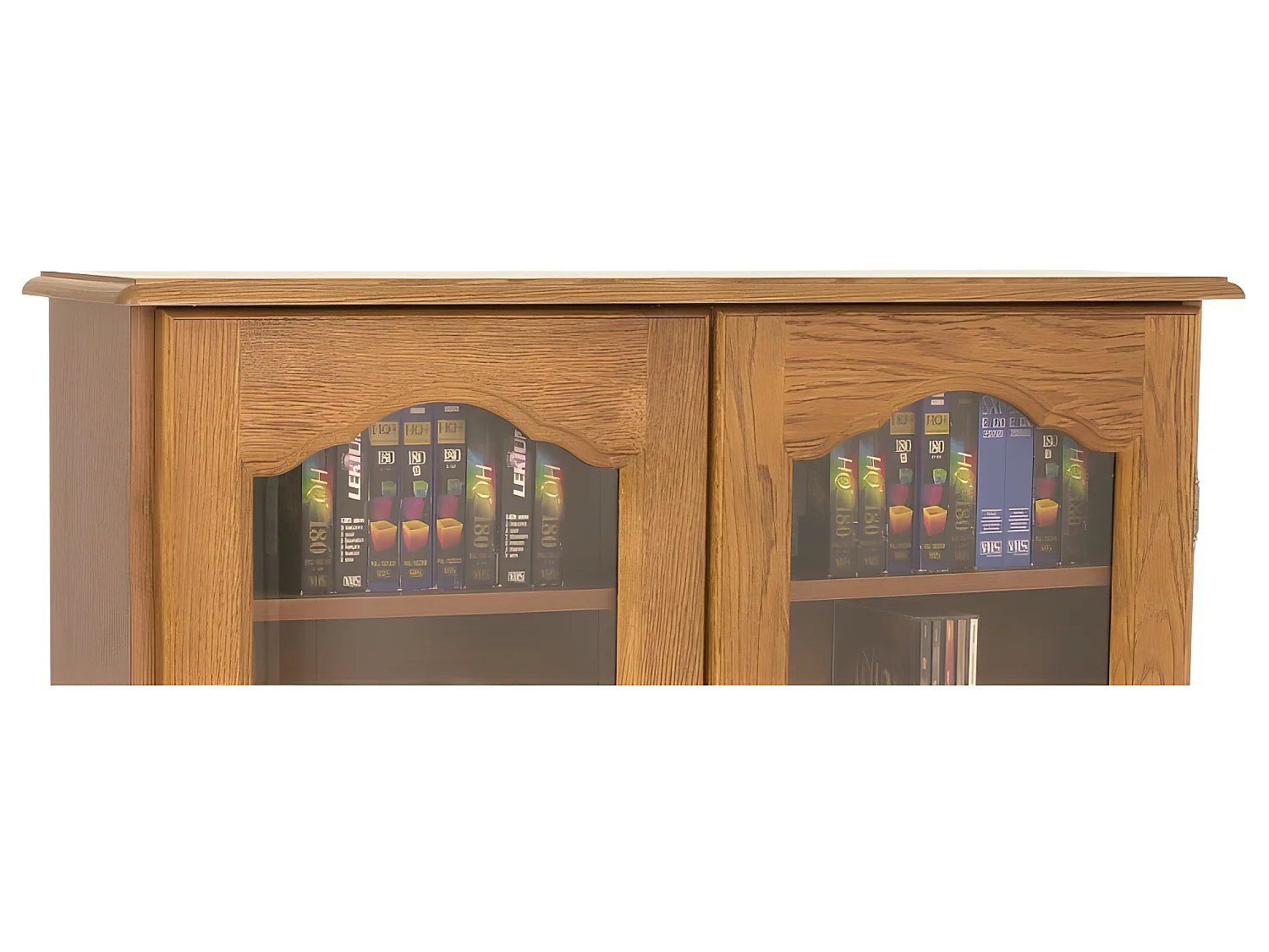 Vitrine Chêne 2 Portes Vitrées 5 Etagères L 92.4 H 105.8 P 21.5 cm