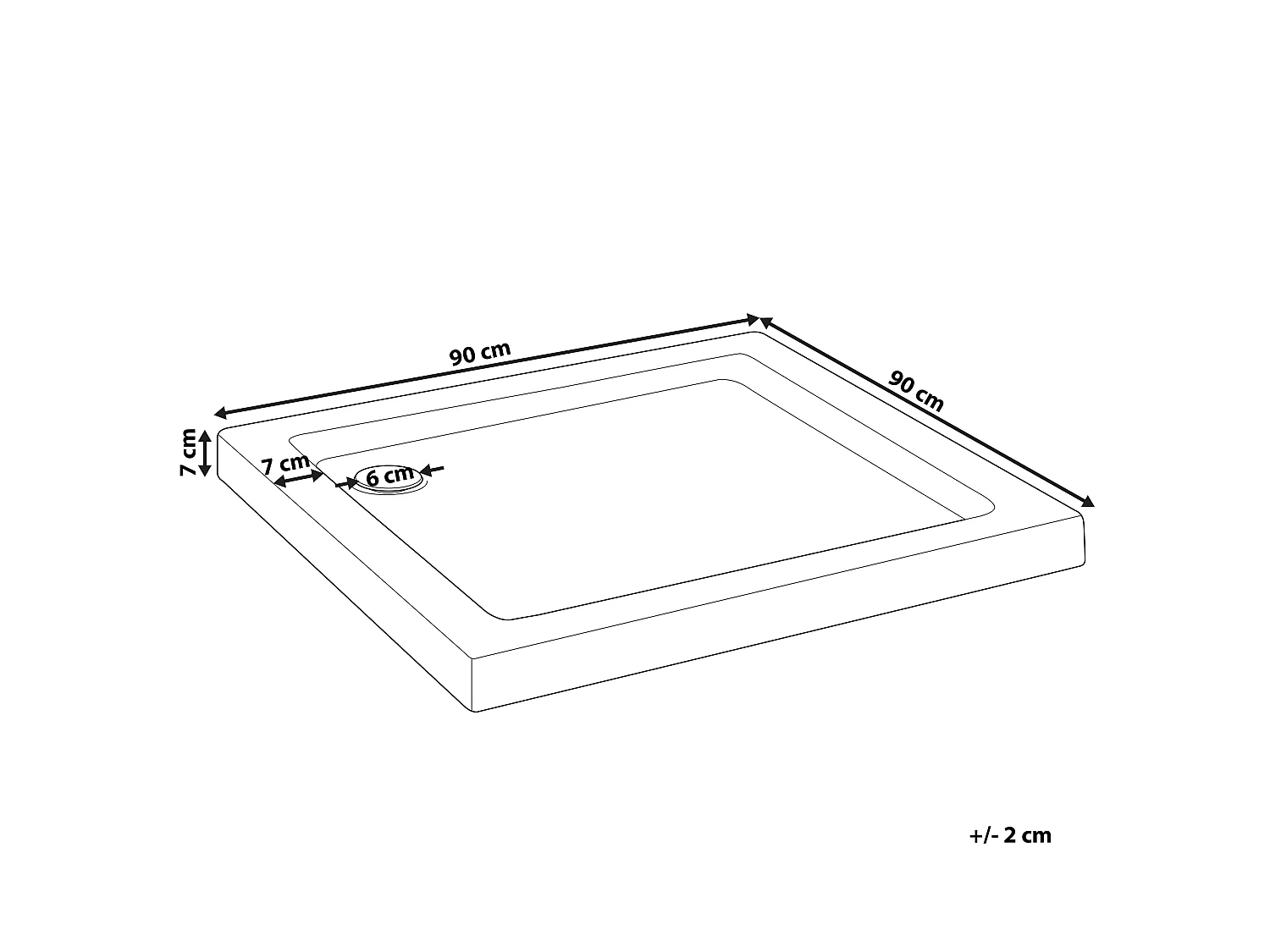 Douchebak ESTELI 90 x 90 x 7 cm Wit